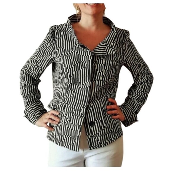 Max Mara Weekend Jacket Size 8 Black & White Geometric Print - Picture 1 of 14